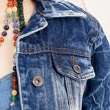 ADJKT020 Genuine leather hand Women Denim jacket dress