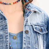 ADJKT026 Genuine leather hand Women Denim jacket dress