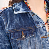 ADJKT028 Genuine leather hand Women Denim jacket dress