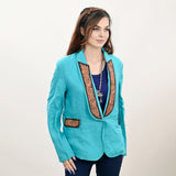 ADBZ036 Genuine leather hand Women Blazer dress jacket