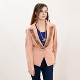 ADBZ037 Genuine leather hand Women Blazer dress jacket