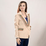 ADBZ038 Genuine leather hand Women Blazer dress jacket