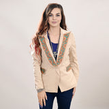 ADBZ038 Genuine leather hand Women Blazer dress jacket