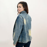 ADBZ042 Genuine leather Women Denim Blazer dress jacket