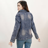 ADBZ045 Genuine leather Women Denim Blazer dress jacket