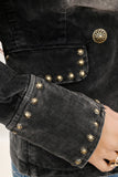 ADBZ049 Genuine leather Women Denim Blazer dress jacket