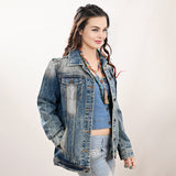 ADJKT030 Genuine leather hand Women Denim jacket dress