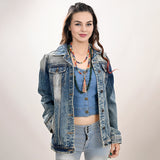 ADJKT030 Genuine leather hand Women Denim jacket dress