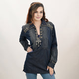 ADDR001 Denim Women Shirt Jacket Dress Ladies Girl Top