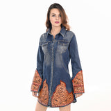 ADDR002  Denim Women Shirt Jacket Dress Ladies Girl Top