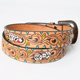 ADBLF149 Beautifully Hand Tooled Hand Painted Genuine American Leather Belt Men and Women