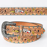 ADBLF149 Beautifully Hand Tooled Hand Painted Genuine American Leather Belt Men and Women