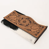 KBG110 WALLET Hand Tooled Saddle Leather with Cowhide Leather and Upcycled Canvas Ladies Ba