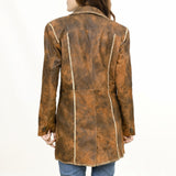 ADJKT033 Genuine Vintage leather Women shirt jacket dress