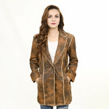 ADJKT033 Genuine Vintage leather Women shirt jacket dress