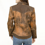 ADJKT034 Genuine Vintage leather Women shirt jacket dress