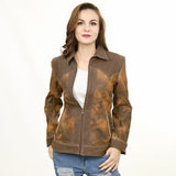 ADJKT034 Genuine Vintage leather Women shirt jacket dress