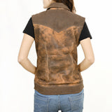 ADJKT035 Genuine Vintage leather Women shirt jacket dress