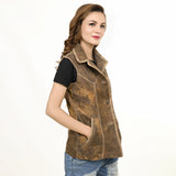 ADJKT036 Genuine Vintage leather Women shirt jacket dress