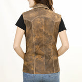 ADJKT036 Genuine Vintage leather Women shirt jacket dress