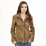 ADJKT037 Genuine Vintage leather Women shirt jacket dress