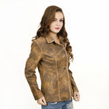 ADJKT037 Genuine Vintage leather Women shirt jacket dress