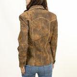 ADJKT037 Genuine Vintage leather Women shirt jacket dress