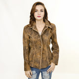 ADJKT037 Genuine Vintage leather Women shirt jacket dress