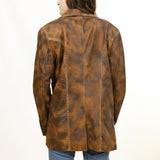 ADJKT039 Genuine Vintage leather Women shirt jacket dress