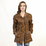 ADJKT039 Genuine Vintage leather Women shirt jacket dress