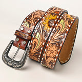 KBBTF102 Hand Tooled Genuine American Leather Belt