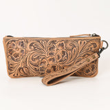 OHG111 Wristlet Hand Tooled Genuine Leather Women Bag Western Handbag Purse