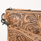 OHG111 Wristlet Hand Tooled Genuine Leather Women Bag Western Handbag Purse