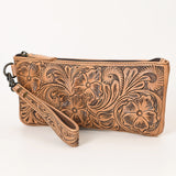 OHG111 Wristlet Hand Tooled Genuine Leather Women Bag Western Handbag Purse