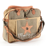 OHV157 Briefcase Upcycled Canvas Ladies Bag