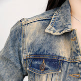 ADJKT021 Genuine leather hand Women Denim jacket dress