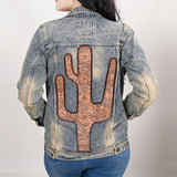 ADJKT021 Genuine leather hand Women Denim jacket dress