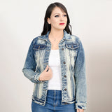 ADJKT024 Genuine leather hand Women Denim jacket dress