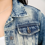 ADJKT024 Genuine leather hand Women Denim jacket dress