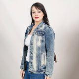 ADJKT024 Genuine leather hand Women Denim jacket dress