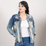 ADJKT024 Genuine leather hand Women Denim jacket dress