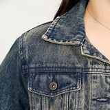 ADJKT025 Genuine leather hand Women Denim jacket dress