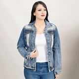 ADJKT029 Genuine leather hand Women Denim jacket dress