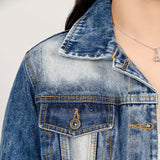 ADJKT029 Genuine leather hand Women Denim jacket dress