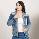 ADJKT029 Genuine leather hand Women Denim jacket dress