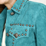 ADJKT040 Genuine Vintage leather Women shirt jacket dress