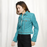 ADJKT040 Genuine Vintage leather Women shirt jacket dress