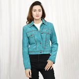 ADJKT040 Genuine Vintage leather Women shirt jacket dress