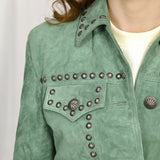 ADJKT041 Genuine Vintage leather Women shirt jacket dress