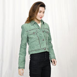 ADJKT041 Genuine Vintage leather Women shirt jacket dress